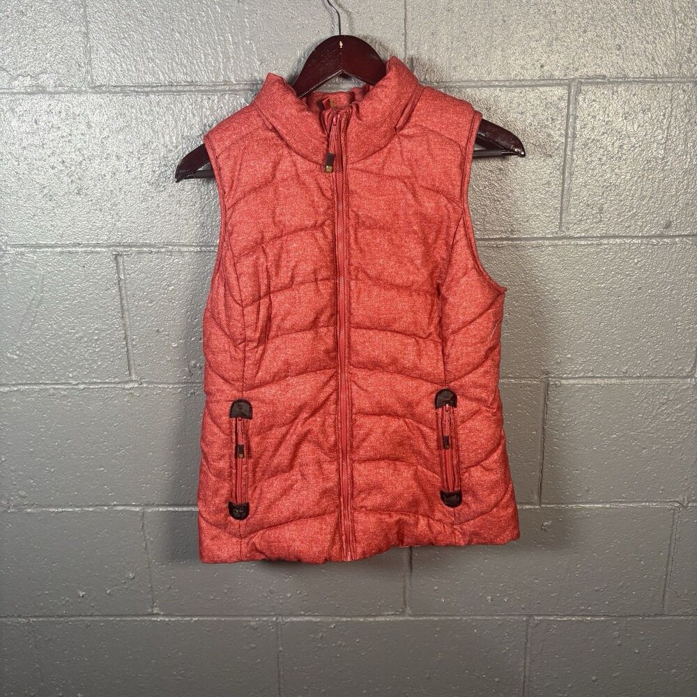 Green Tea Puffer Vest Womens 2XL Red Quilted Faux Fur Lined Full Zip Mock Neck